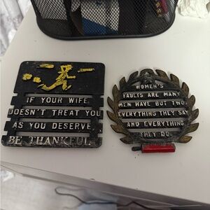 Vintage Humorous Trivets  Lot of 2
